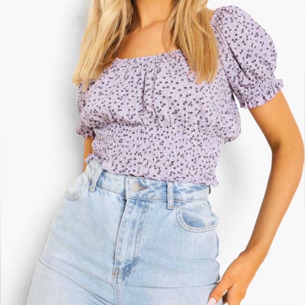 NWT Floral blouse crop top